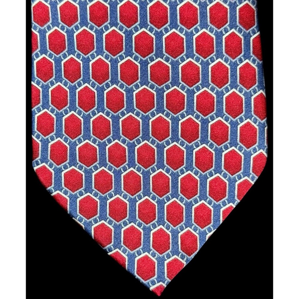 Alfani Men's Necktie Geometric Pattern Navy/ Red Classic Business Tie 58"x 3.5"